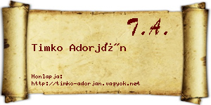 Timko Adorján névjegykártya